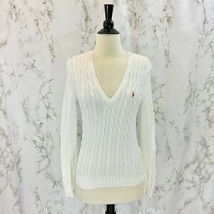 Ralph Lauren Sport polo cable knit v-neck sweater